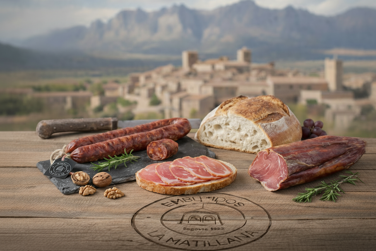 Bodegón de chorizo, salchichón y lomo naturalesartesanos de La Matillana - La Matilla, Segovia (entre Pedraza y Sepúlveda)